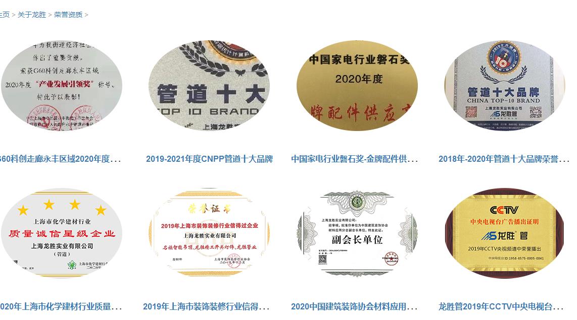 龍勝管道排行證書有嗎？不止有，而且還有很多！