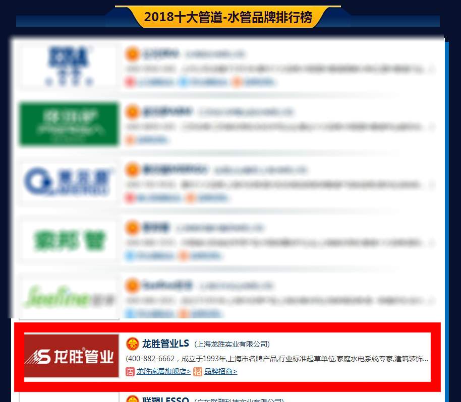 守品質(zhì)筑輝煌，龍勝管業(yè)榮獲“2018水管十大品牌”